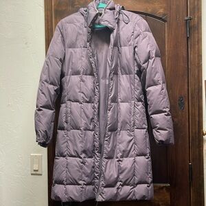 Vintage The Company Store Women Medium‎ Puffer Trench Coat Long Jacket